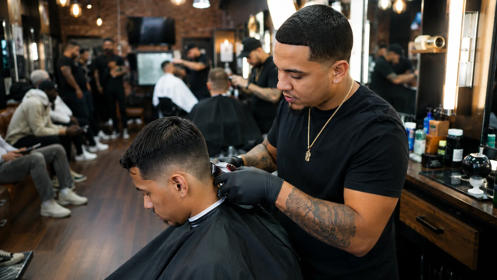 Barber working
