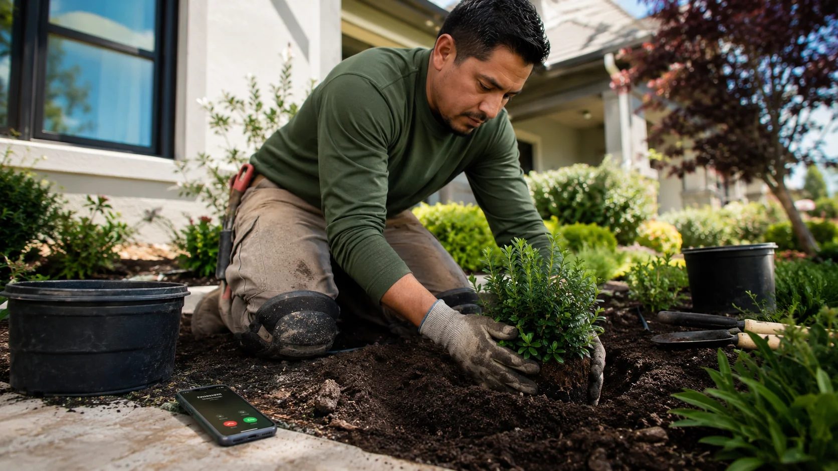 Landscaper working