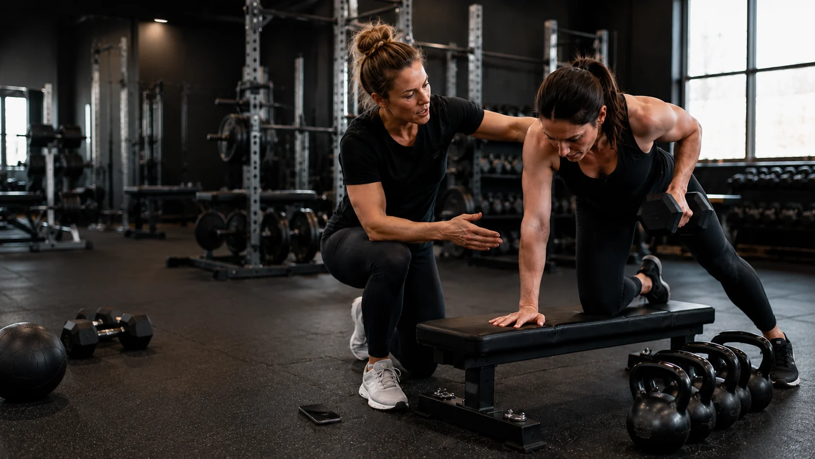 Personal trainer working