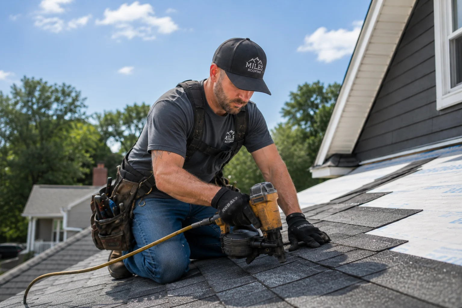 Roofer working